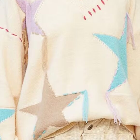 Stitching Stars Pastel Pullover Sweater - Picture 3 of 5